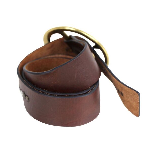 CLASSIC BROWN REAL LEATHER 1.5"Wd STUDDED DRESS CASUAL WOMEN'S BELT Sz S/M (E97 - Picture 5 of 12